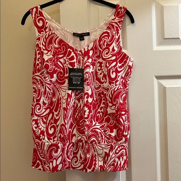 Boston Proper tank top Blouson Beyond Travel NWT XS Picnic Paisley - Picture 3 of 12